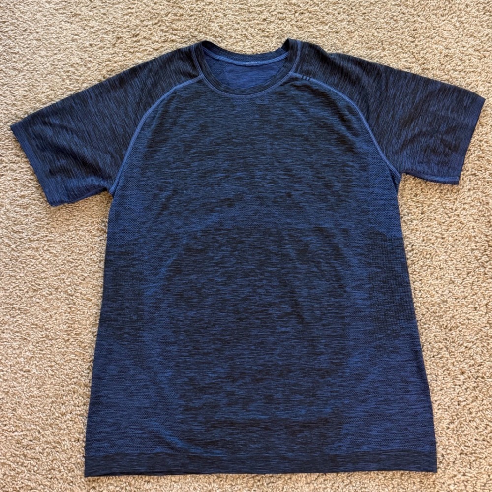 Lululemon Metal Vent Tech Short Sleeve Shirt Mens Medium Blue Black Space Dye